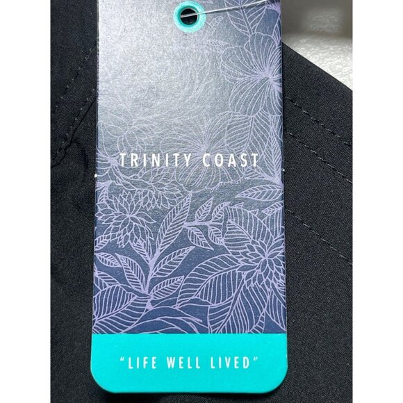 Trinity Coast Mens Size 2XB Swim Trunks Black 9" Inseam Elastic Waist Side Pocke - Picture 8 of 12